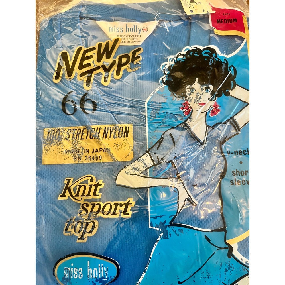 Miss Holly Knit Sport Top Women M Blue New Vintage 60s NOS Deadstock Mod Japan